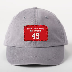 Red Sports Player Team Name Number Patch