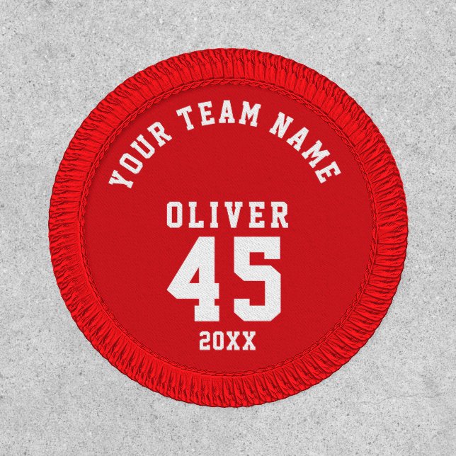 Red Sports Player Team Name Number Patch (Front)