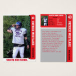 Red Sports Trading  Card w/ Autograph<br><div class="desc">These fun one of a kind autographed sports trading cards with your athlete's pictures are a fun and perfect to showcase your son or daughters achievements. These cards are a great way to spice up those college applications and resumes. Simple to use templates allow you to upload your picture, and...</div>