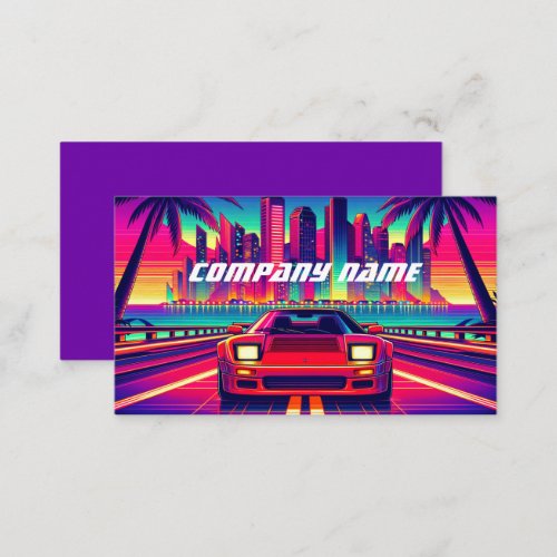 Red Sportscar in a Tropical City Business Card
