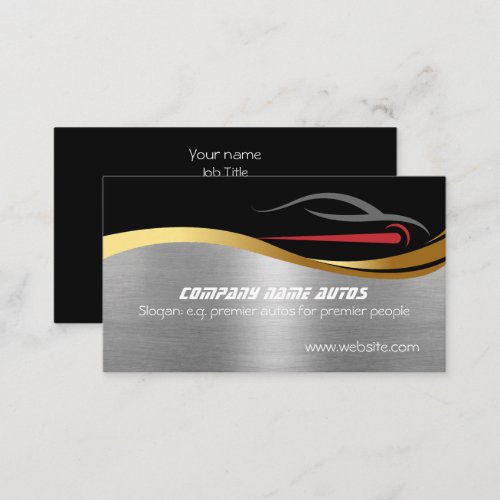 Red Sportscar on steel_effect Car sales showroom  Business Card