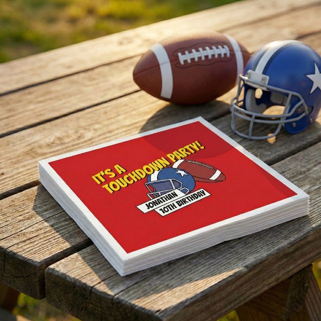 Red Sporty Football Celebration Kids Birthday Napkins (Creator Uploaded)