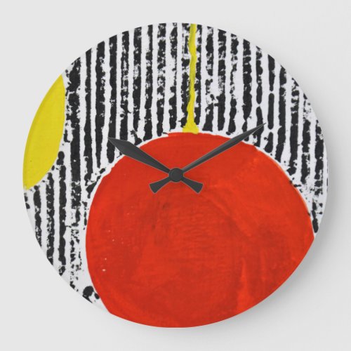 Red Spot black and white stripe Large Clock