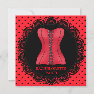 RED SPOT CORSET BACHELORETTE PARTY INVITATION