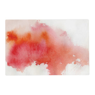 Red spot, watercolor abstract hand painted placemat