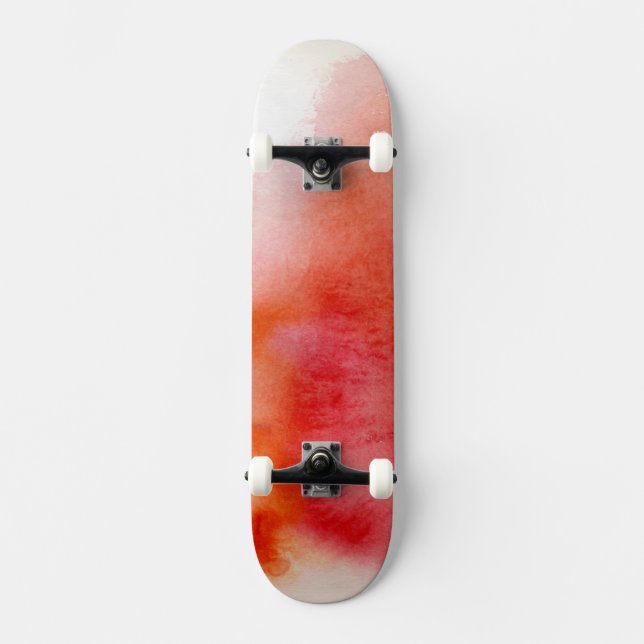 Red spot, watercolor abstract hand painted skateboard (Front)
