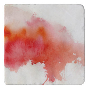 Red spot, watercolor abstract hand painted trivet