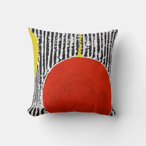 Red Spot with black and white stripe Throw Pillow