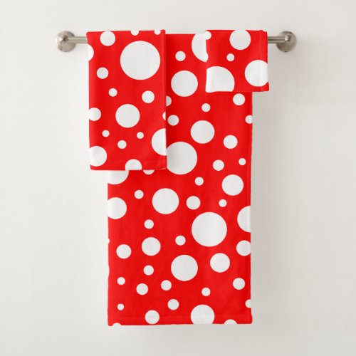 Red Spots Bath Towel Set