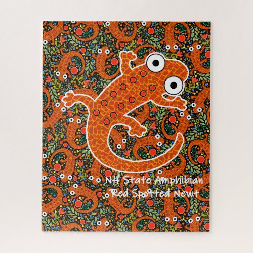 Red Spotted Newts on Black _ NH State Amphibian Jigsaw Puzzle