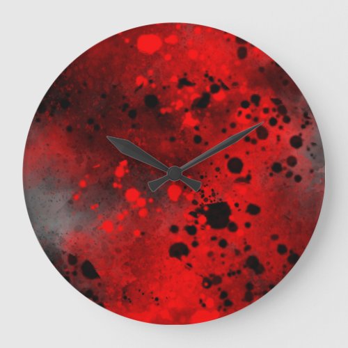 Red Spray Paint Splatter Effect Wall Clock
