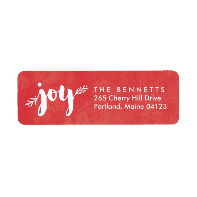 Red Sprigs of Joy Christmas Return Address Label (Front)