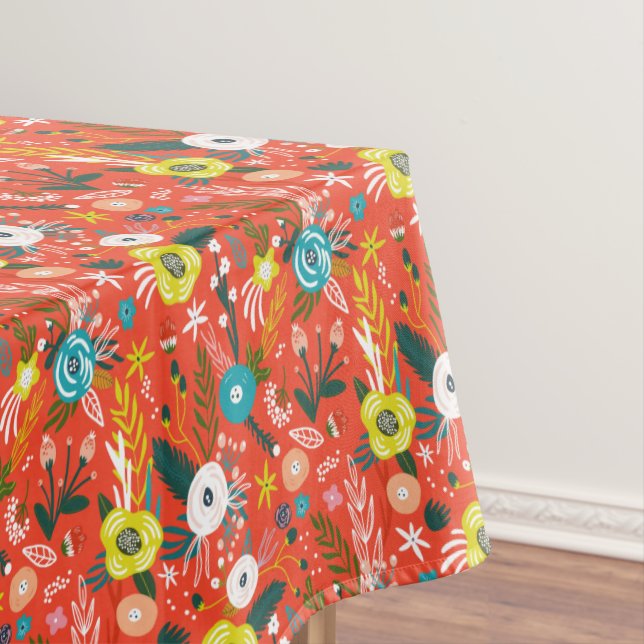 Red Spring Blooming Floral Blossom Garden  Tablecloth (In Situ)
