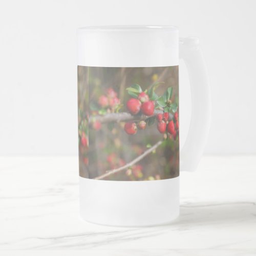 Red Spring Buds Frosted Glass Beer Mug