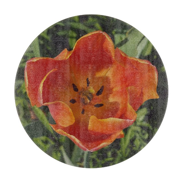 red spring flower  cutting board (Front)