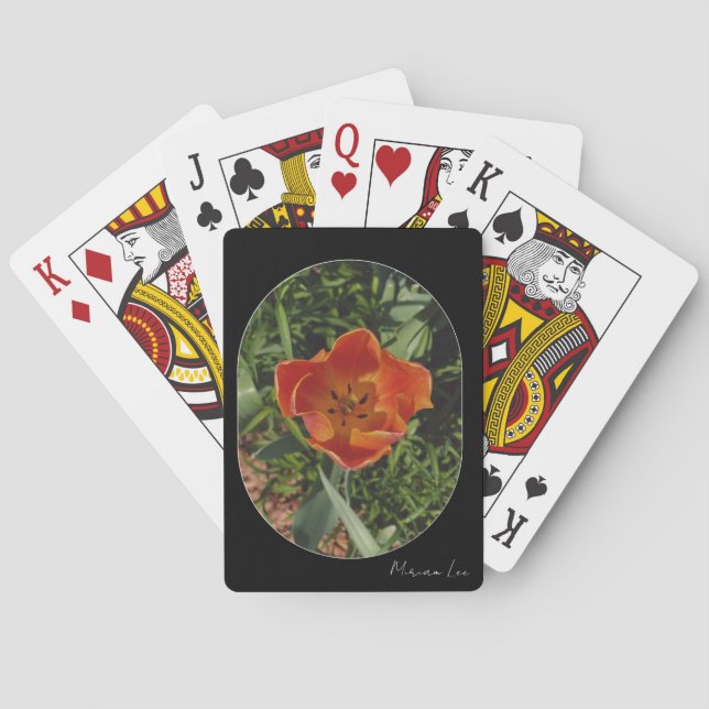 red spring flower  poker cards (Back)