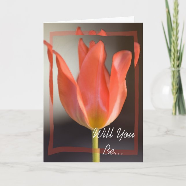 Red Spring Tulip Will You Be My Bridesmaid Invite (Front)