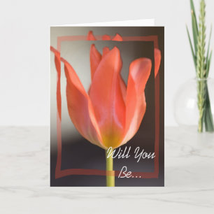 Red Spring Tulip Will You Be My Bridesmaid Invite