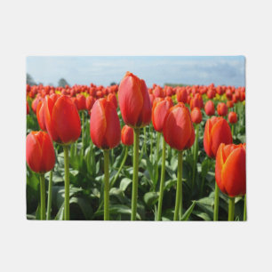 Red spring tulips doormat
