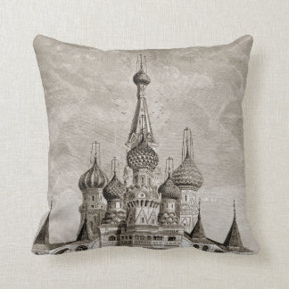 Red Square Cathedral Moscow Onion Dome Engraving Throw Pillow