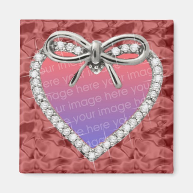 Red Square Diamond Heart Frame Magnet (Front)