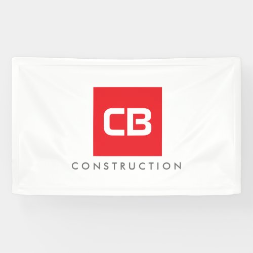 Red Square Monogram Construction Contractors Banner