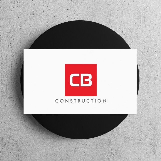 Red Square Monogram Construction, Electrical Business Card