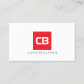 Red Square Monogram Construction, Electrical Business Card (Front)