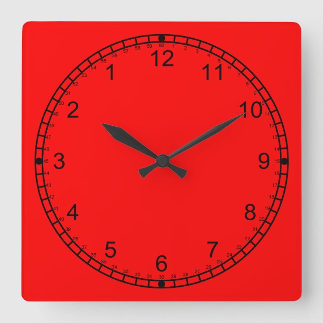 Red Square Wall Clock (Front)