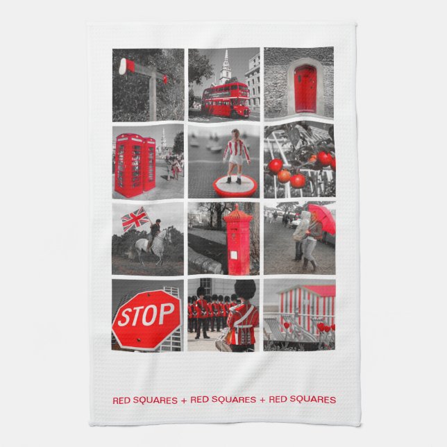 Red Squares Kitchen Towel (Vertical)