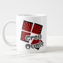 Red Squares with Beams and Gray Ovals Text