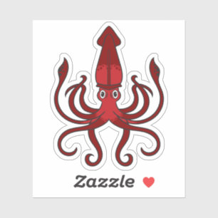 Red Squid Sticker