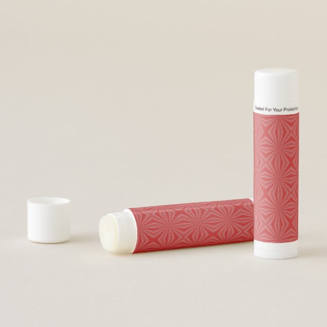 Red Squiggly Squares Fractal Lip Balm (In Situ)