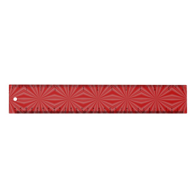 Red Squiggly Squares Fractal Ruler (Front)