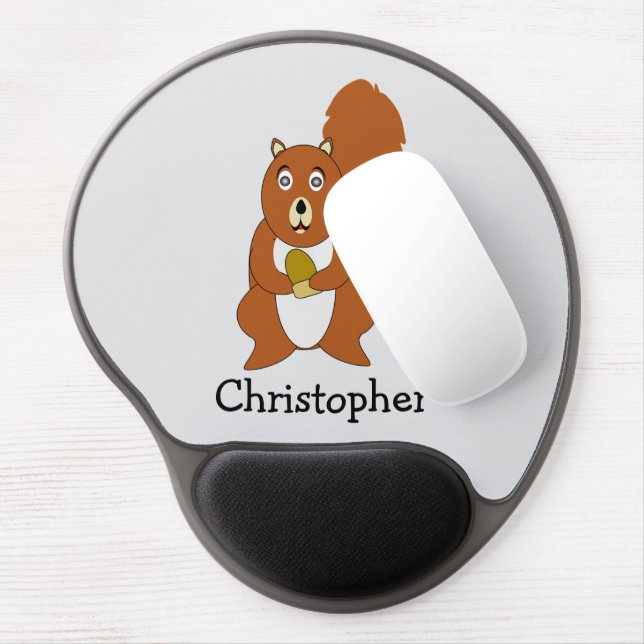 Red Squirrel Design Gel Mouse Pad (Left Side)