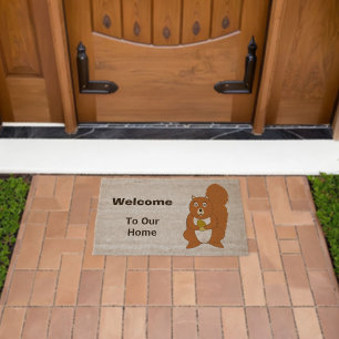 Red Squirrel Design Personalised Fiber Doormat