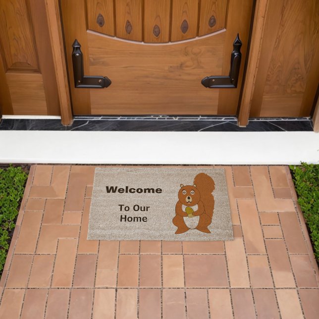 Red Squirrel Design Personalised Fiber Doormat (Insitu (Outdoor))