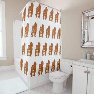 Red Squirrel Design Shower Curtain