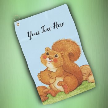 Red Squirrel Fluffy Tail Rosy Cheeks Eating Nuts Golf Towel by artbymar at Zazzle