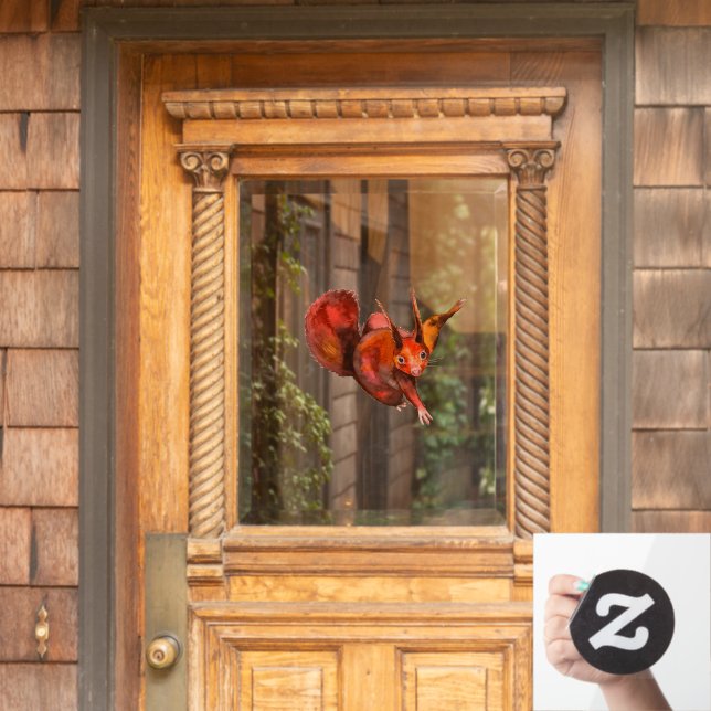 Red Squirrel Home Decor Window Cling (Home Door)