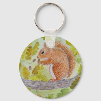 Red Squirrel Keychain by artistjandavies at Zazzle