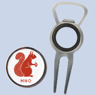 Red Squirrel Monogram Personalized Divot Tool