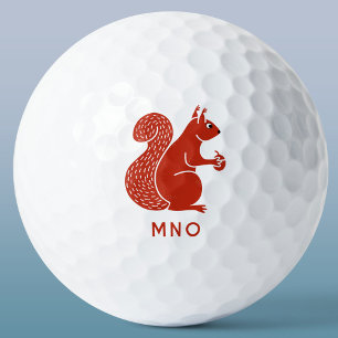 Red Squirrel Monogram Personalized Golf Balls