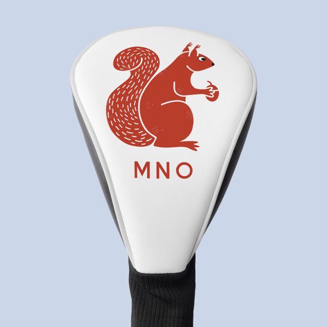 Red Squirrel Monogram Personalized Golf Head Cover (Red squirrel personalized monogram initials golf head cover for wildlife and animal lovers)