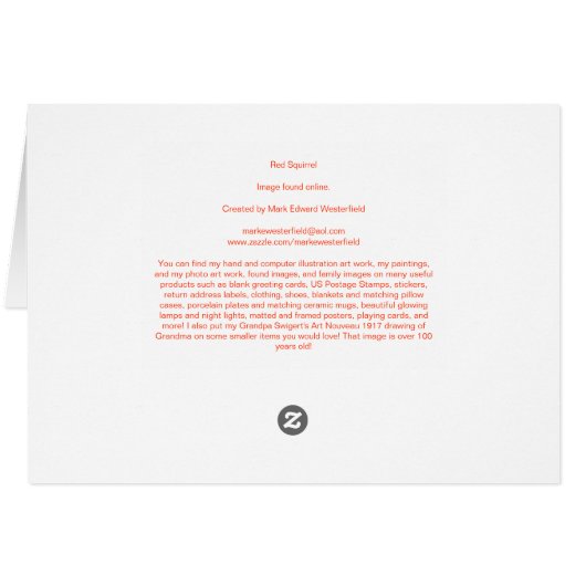 Red Squirrel Pattern Cards (Back Horizontal)