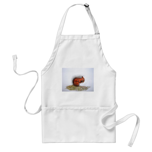 Red Squirrel pine cone Adult Apron (Front)