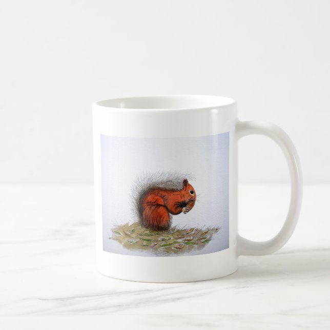 Red Squirrel pine cone Coffee Mug (Right)