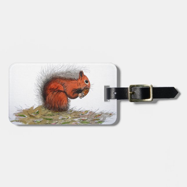Red Squirrel pine cone Luggage Tag (Front Horizontal)