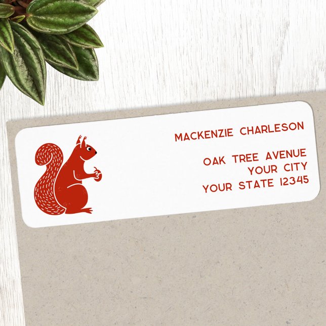 Red Squirrel Return Address Label (Red squirrel personalized return address label sticker)