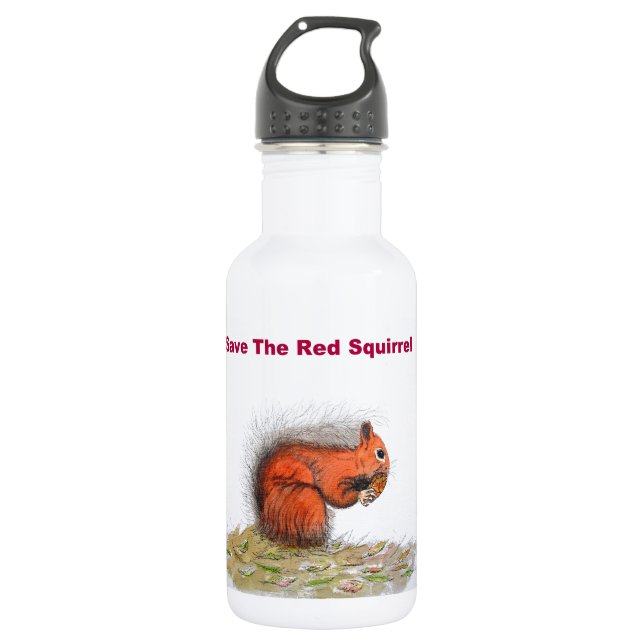 Red Squirrel Stainless Steel Water Bottle (Front)